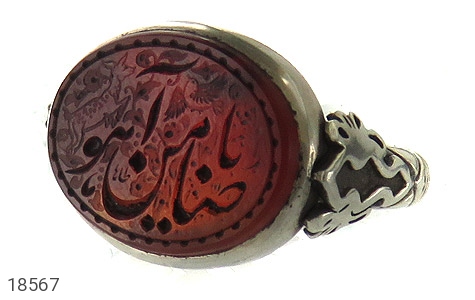 انگشتر نقره عقیق یمنی قرمز طرح صفوی مردانه [یا ضامن آهو] - 18567